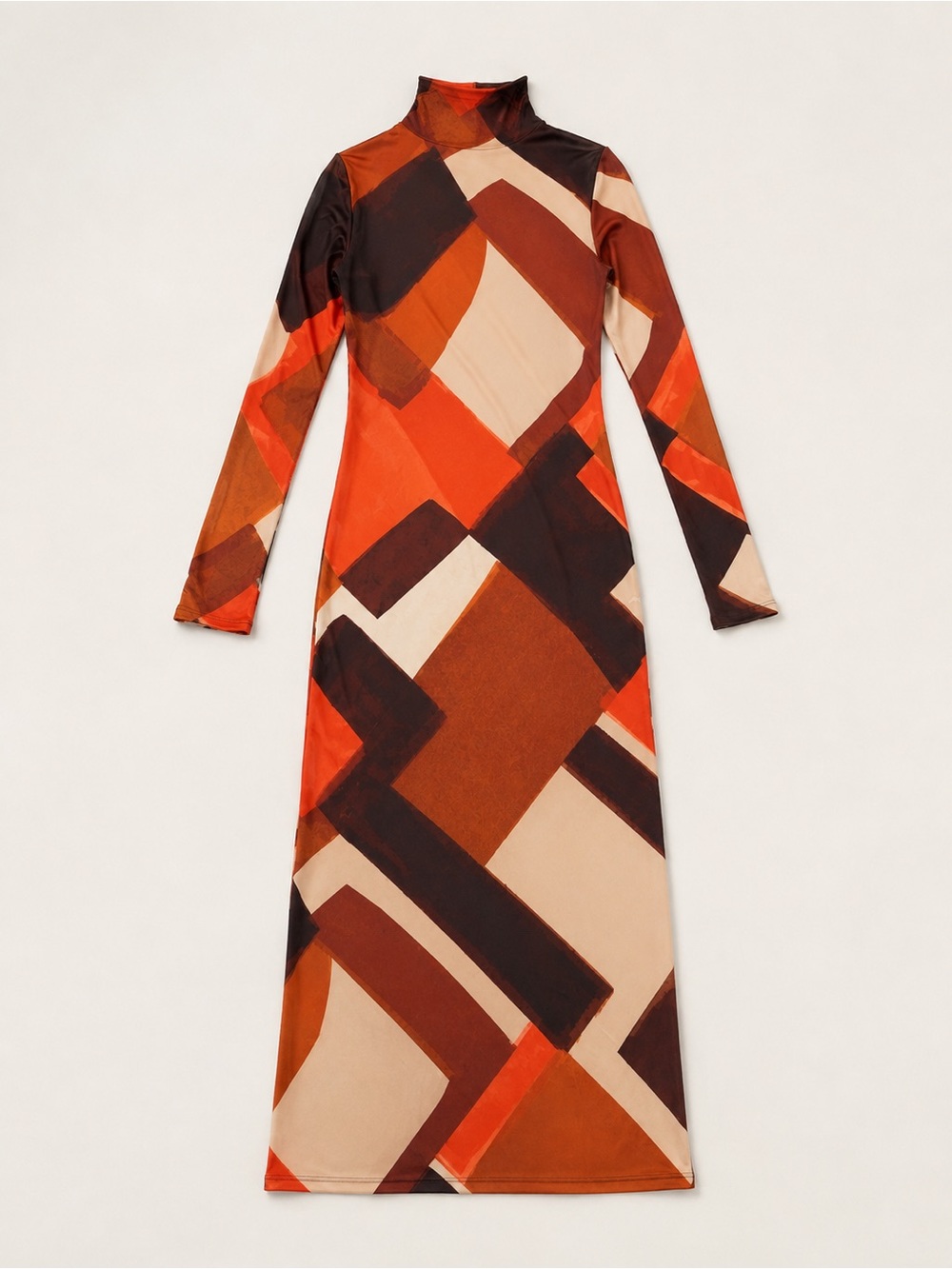 Geo-Print Long Sleeve Maxi Dress